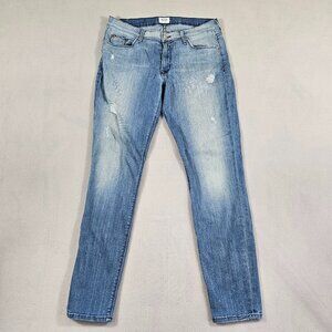 Hudson Jeans Womens 30 Blue Denim Krista Super Skinny Distressed Low-Rise USA